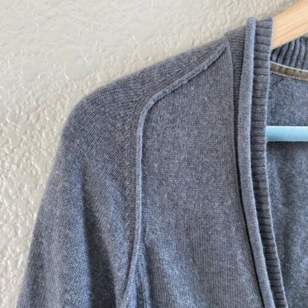 Banana Republic Wool Cashmere Blend Cardigan Pockets Grey Longline academia - Picture 3 of 10